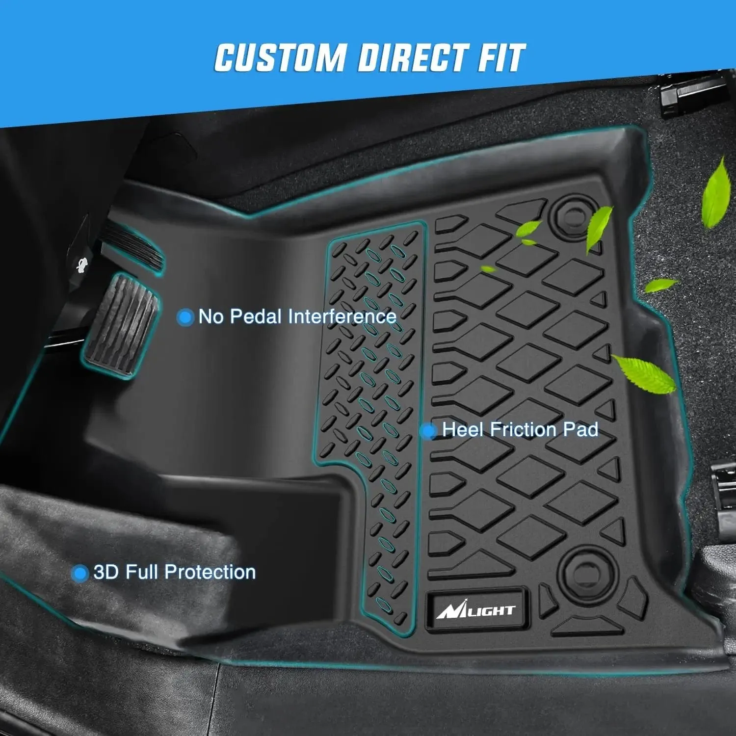 2019-2024 Dodge Ram 1500 Classic Crew Cab 2012-2018 Dodge Ram 1500 2500 3500 TPE Floor Mats