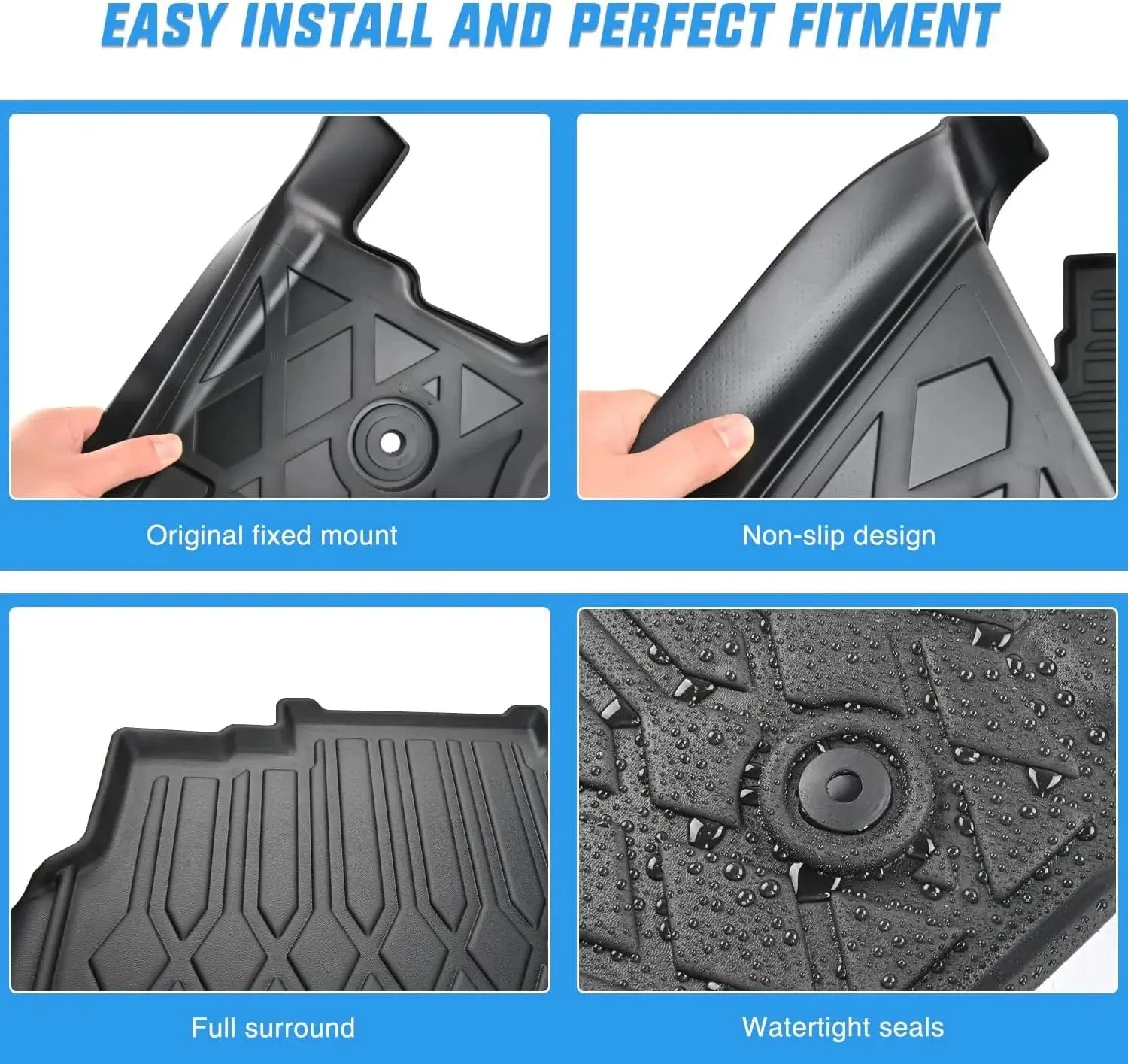 2019-2024 Dodge Ram 1500 Classic Crew Cab 2012-2018 Dodge Ram 1500 2500 3500 TPE Floor Mats
