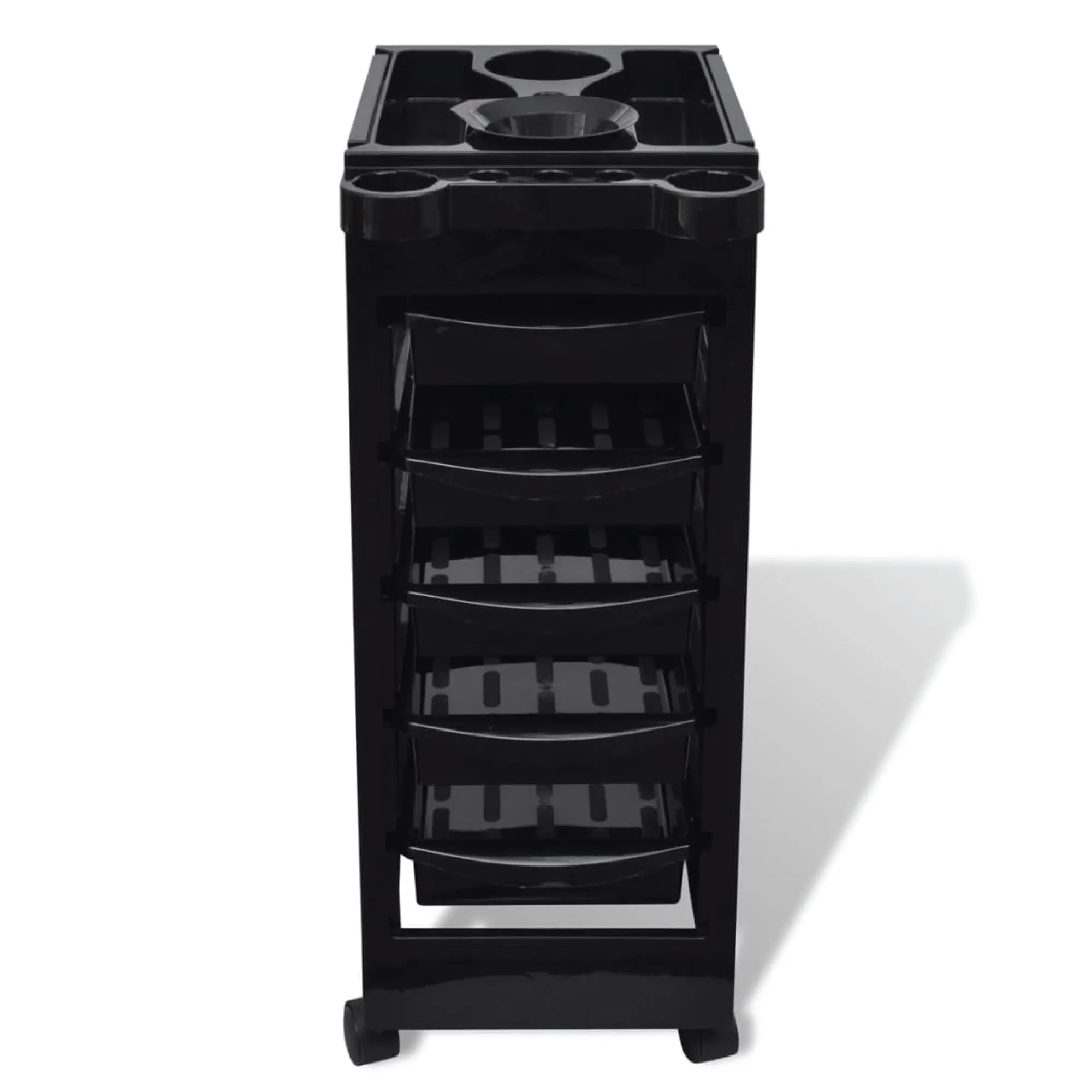 6-Tier Hairdressing Trolley | Black | 82x49x32cm | Salon Rolling Cart for Hair Colouring