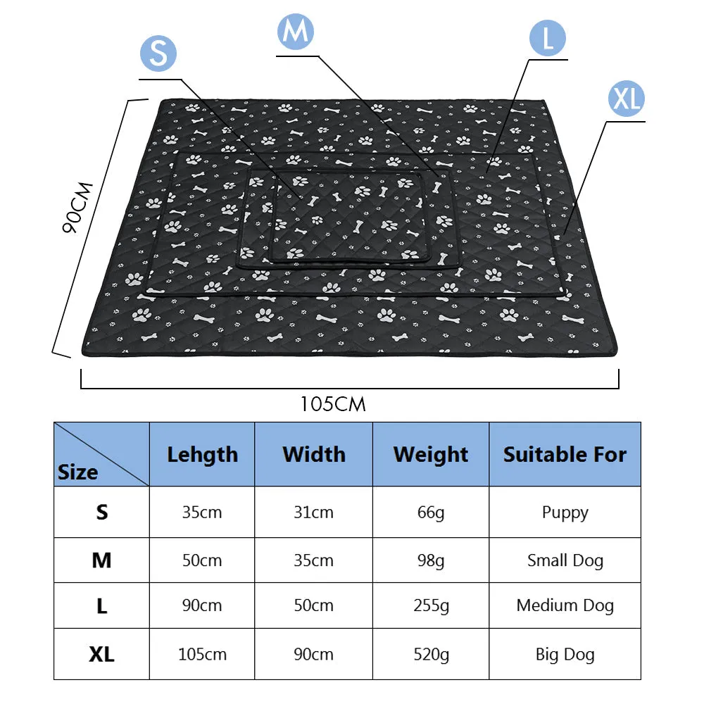 Fiber Pet Cooling Mat Bed for Dogs & Cats - Soft Summer Chilly Pad Cushion, Black, Sizes S/M/L/XL