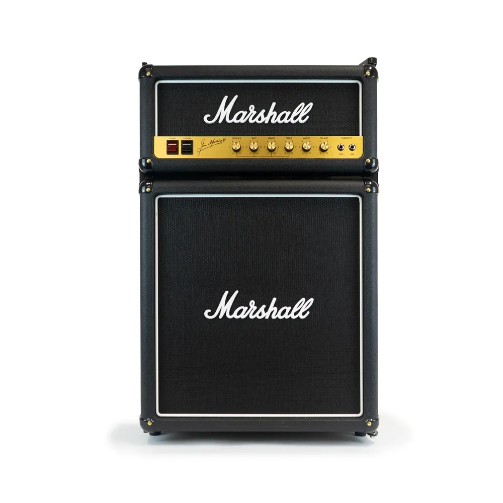 Marshall MF4.4BLK-NA 126 Litre Mini Bar Fridge | 4.4 cu ft | Black Edition | Iconic Amp Design | With Freezer