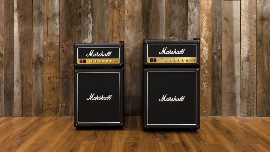 Marshall MF4.4BLK-NA 126 Litre Mini Bar Fridge | 4.4 cu ft | Black Edition | Iconic Amp Design | With Freezer