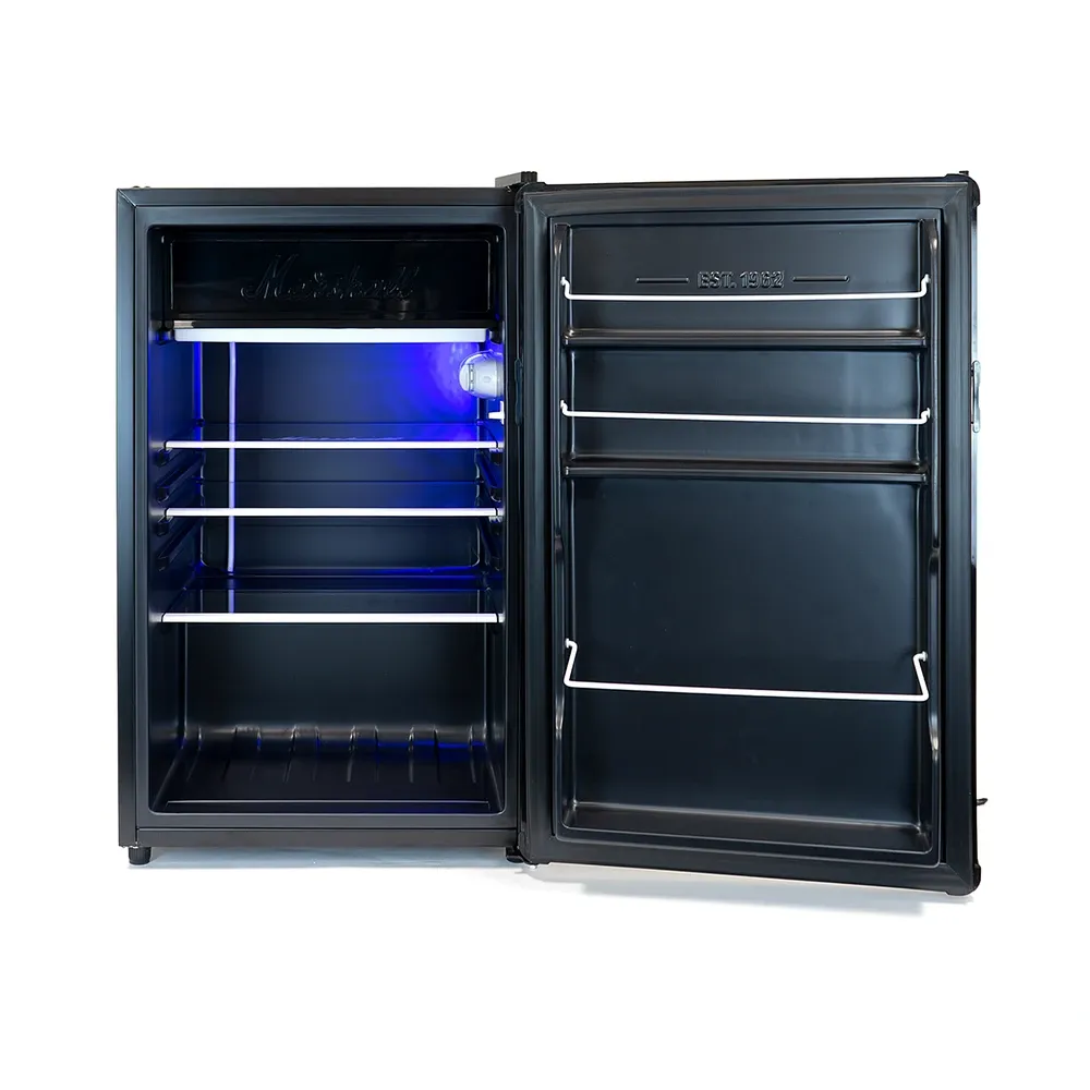 Marshall MF4.4BLK-NA 126 Litre Mini Bar Fridge | 4.4 cu ft | Black Edition | Iconic Amp Design | With Freezer