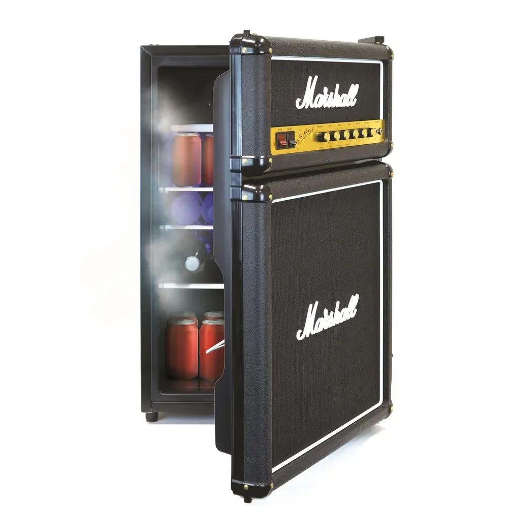 Marshall MF4.4BLK-NA 126 Litre Mini Bar Fridge | 4.4 cu ft | Black Edition | Iconic Amp Design | With Freezer