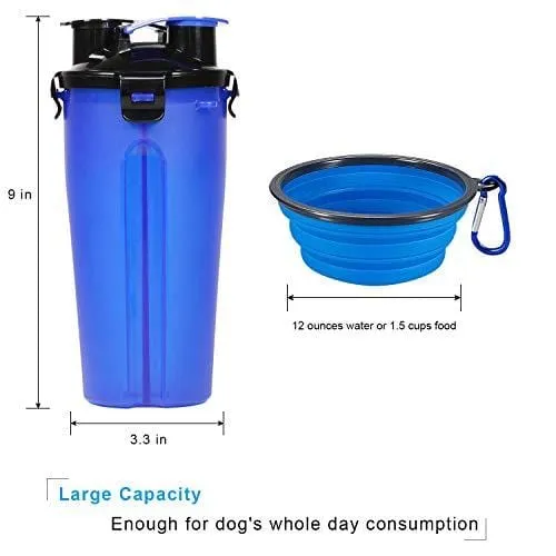 UPSKY Dog Water Bottle Dog Bowls for Traveling Pet Food Container 2-in-1 with Collapsible Dog Bowls, Outdoor Dog Water Bowls for Walking Hiking Travelling