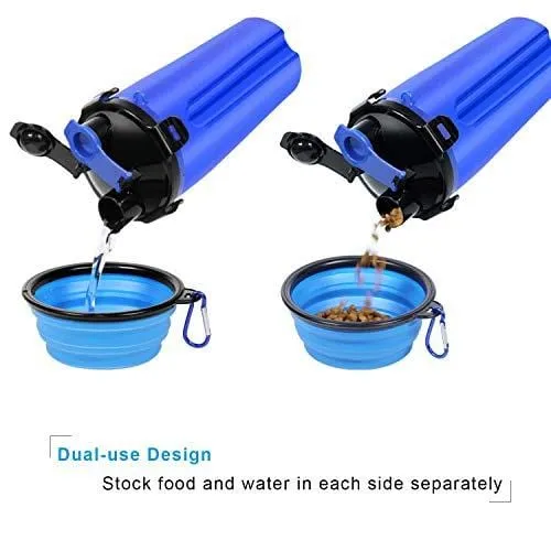 UPSKY Dog Water Bottle Dog Bowls for Traveling Pet Food Container 2-in-1 with Collapsible Dog Bowls, Outdoor Dog Water Bowls for Walking Hiking Travelling